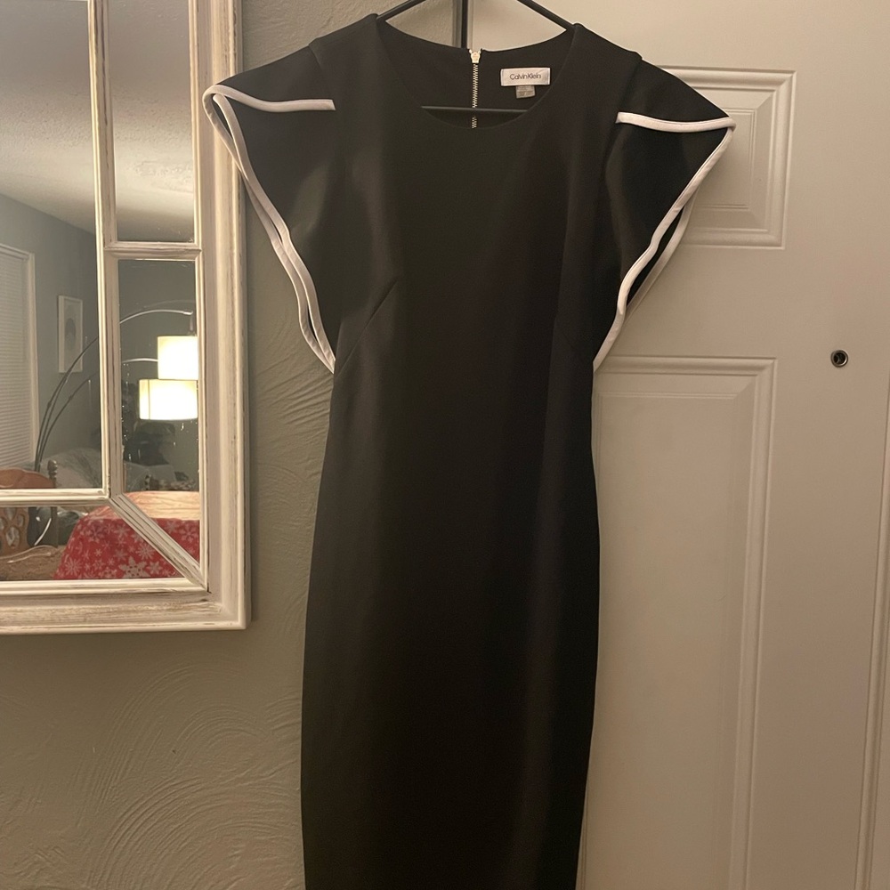 Calvin Klein Black Dress with White Accents